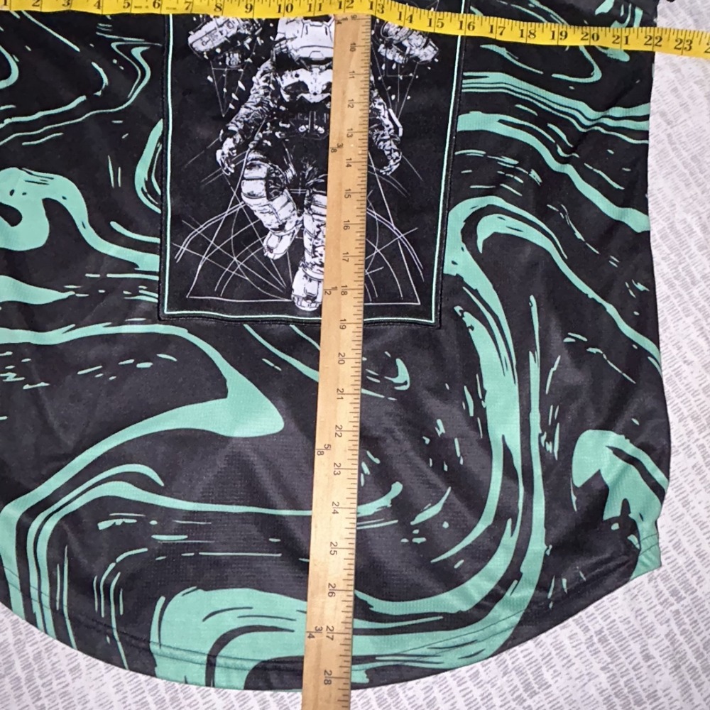 Slander Medium Official Marble Green Astronaut Baseball Jersey Mens - Picture 9 of 10